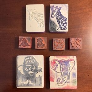 Vintage Children's Foam Stamp Lot Zoo Animals
